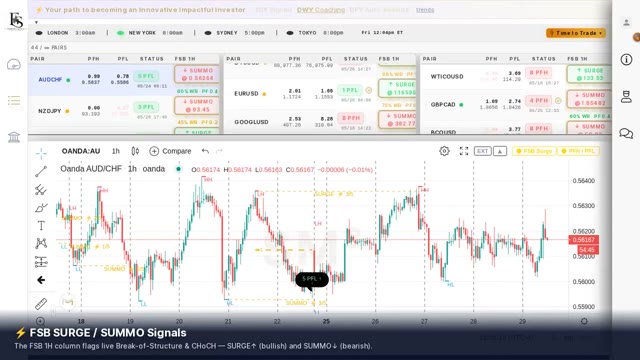 FSB Surge and Summo signals inside the chart